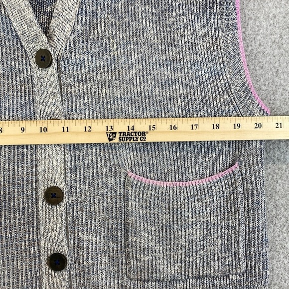 Pilcro "Washed" sweater vest academia pink trim S boxy heathered oversized - Picture 12 of 12